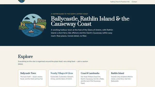 Screenshot of the ballycastle.info homepage
