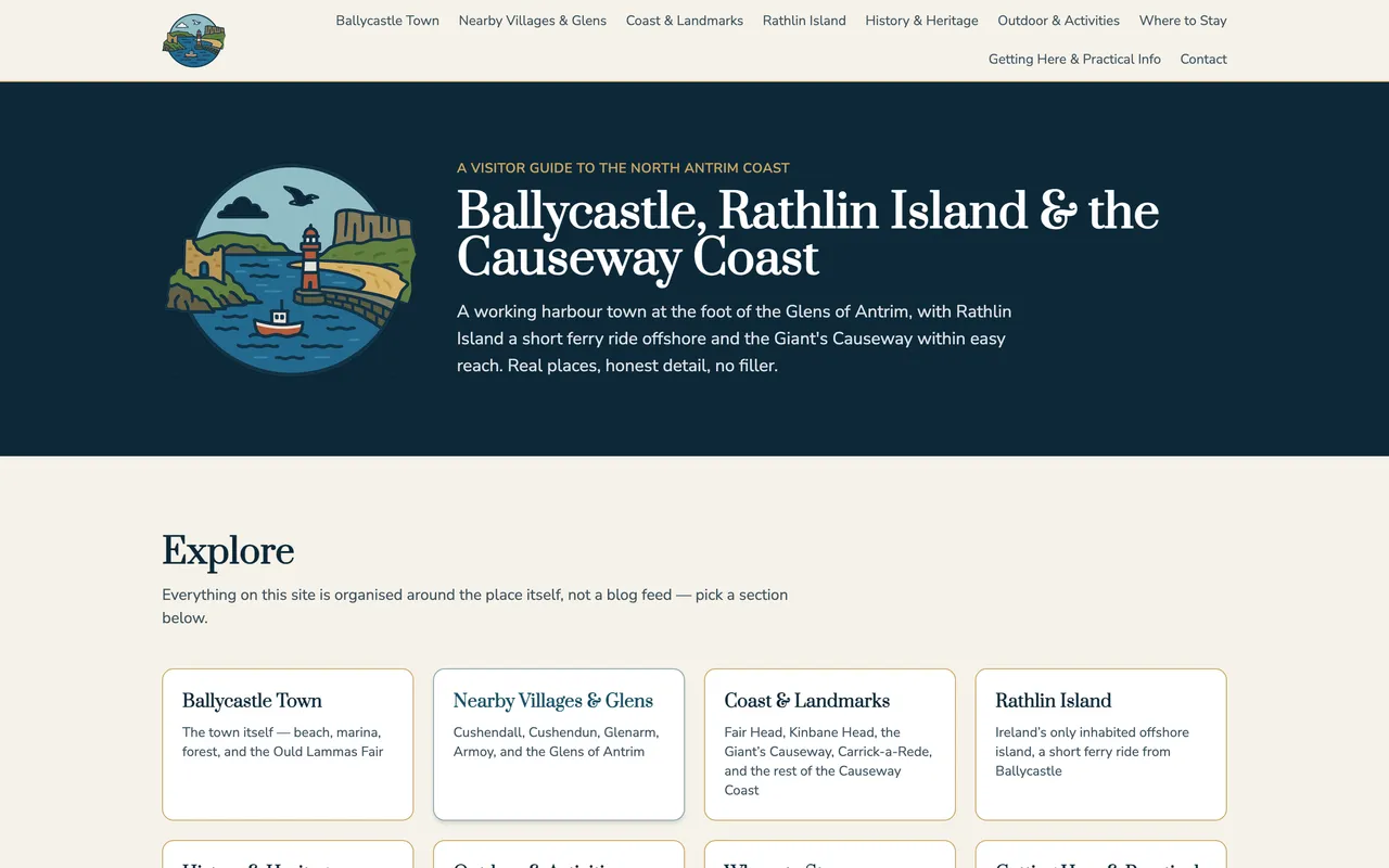 Screenshot of the ballycastle.info homepage