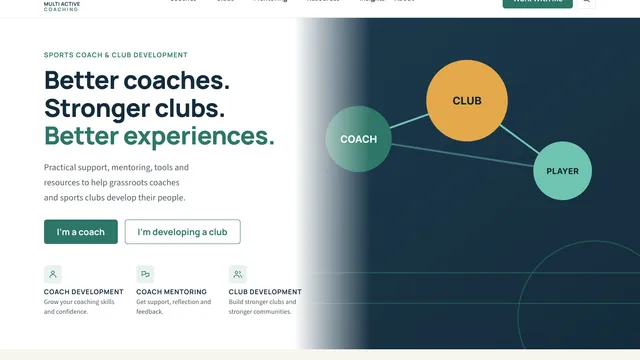 Screenshot of the Multi Active Coaching homepage
