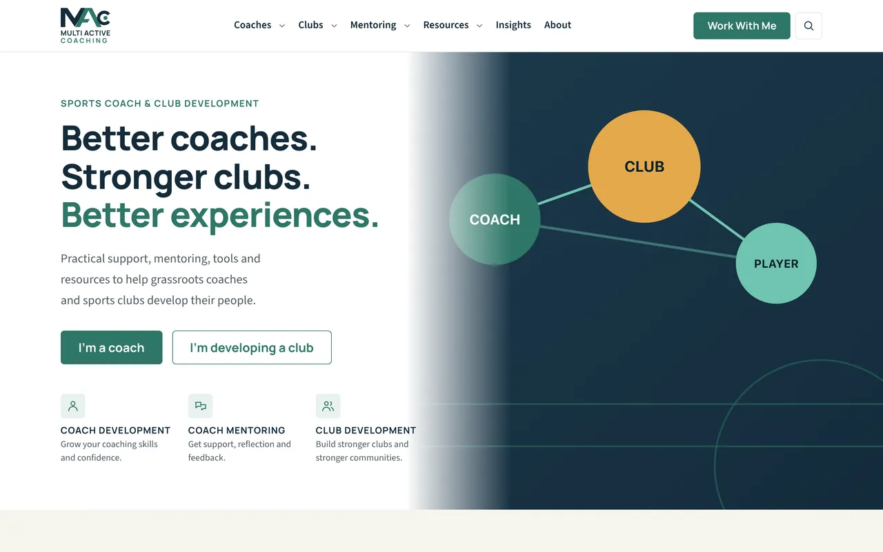 Screenshot of the Multi Active Coaching homepage