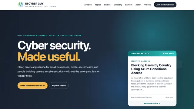 Screenshot of the NICyberGuy.com homepage